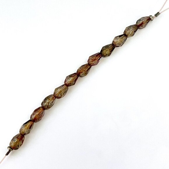As Low as $2 Bronze Washed Lt Smokey Grey FirePolish Drop Czech Beads 7x5mm (12) - Picture 3 of 3